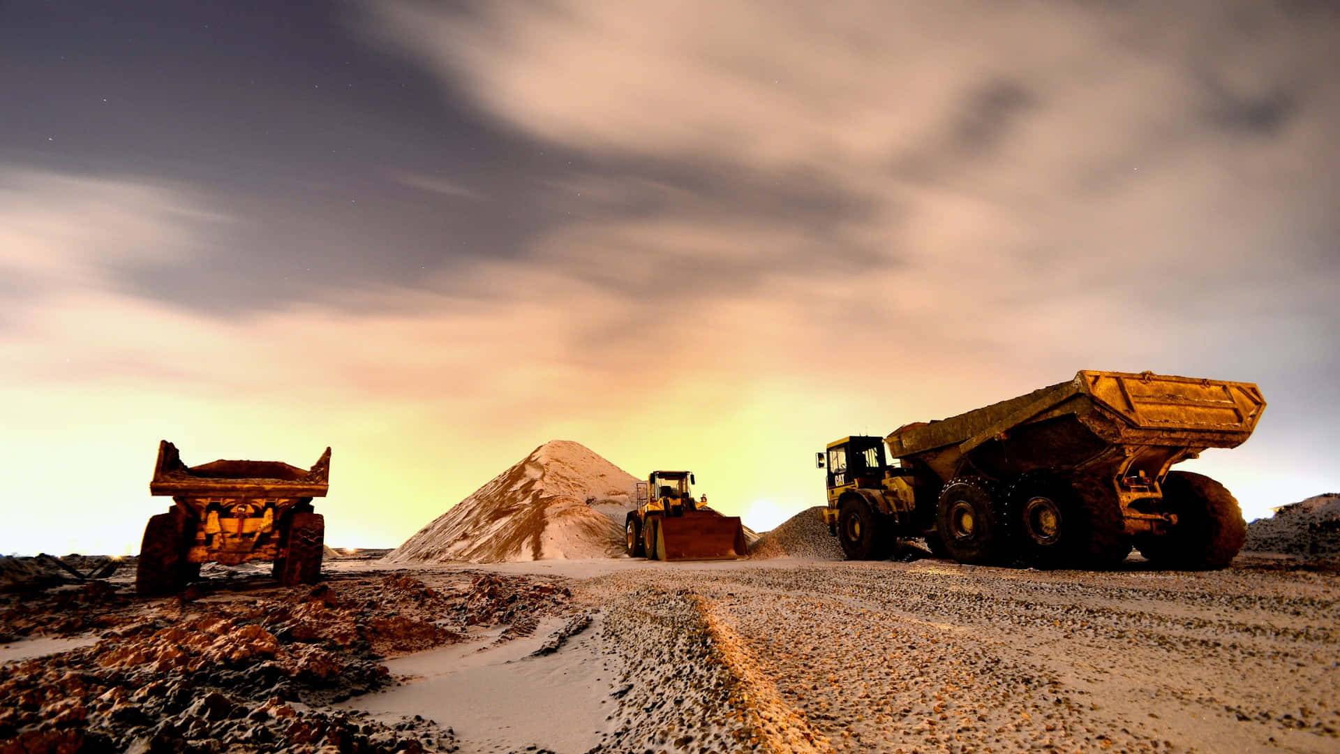 Specialized underground mining equipment in a tunnel